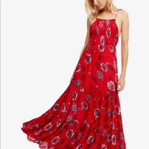 Free People Garden Party Red Floral Maxi Dress